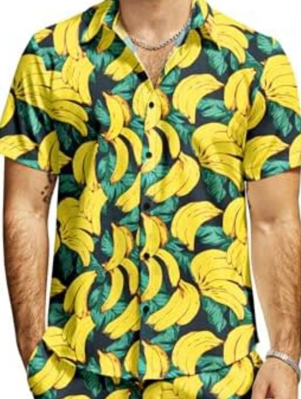 Jogal Banana Print Short Sleeve Shirt & Shorts Set - Yellow Green